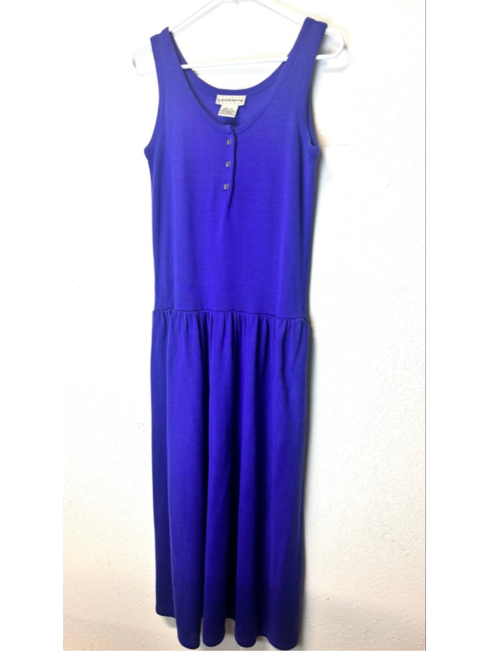 Women's Vintage Liz Claiborne Vibrant Purple Knit Sleeveless Drop Waist Dress S